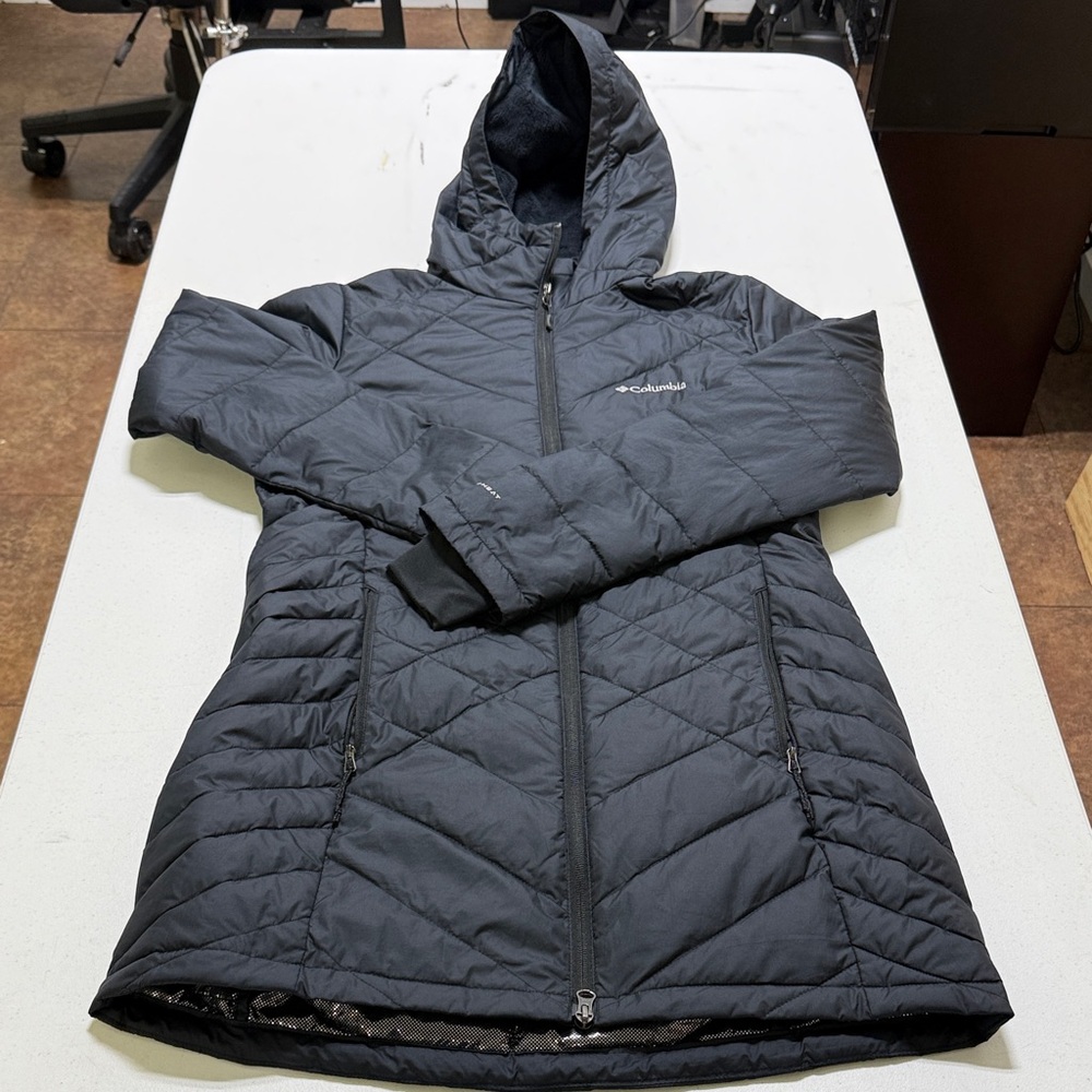 Columbia Black Quilted Hooded Coat